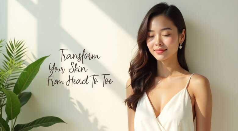 Woman with glowing skin, "Transform Your Skin From Head To Toe