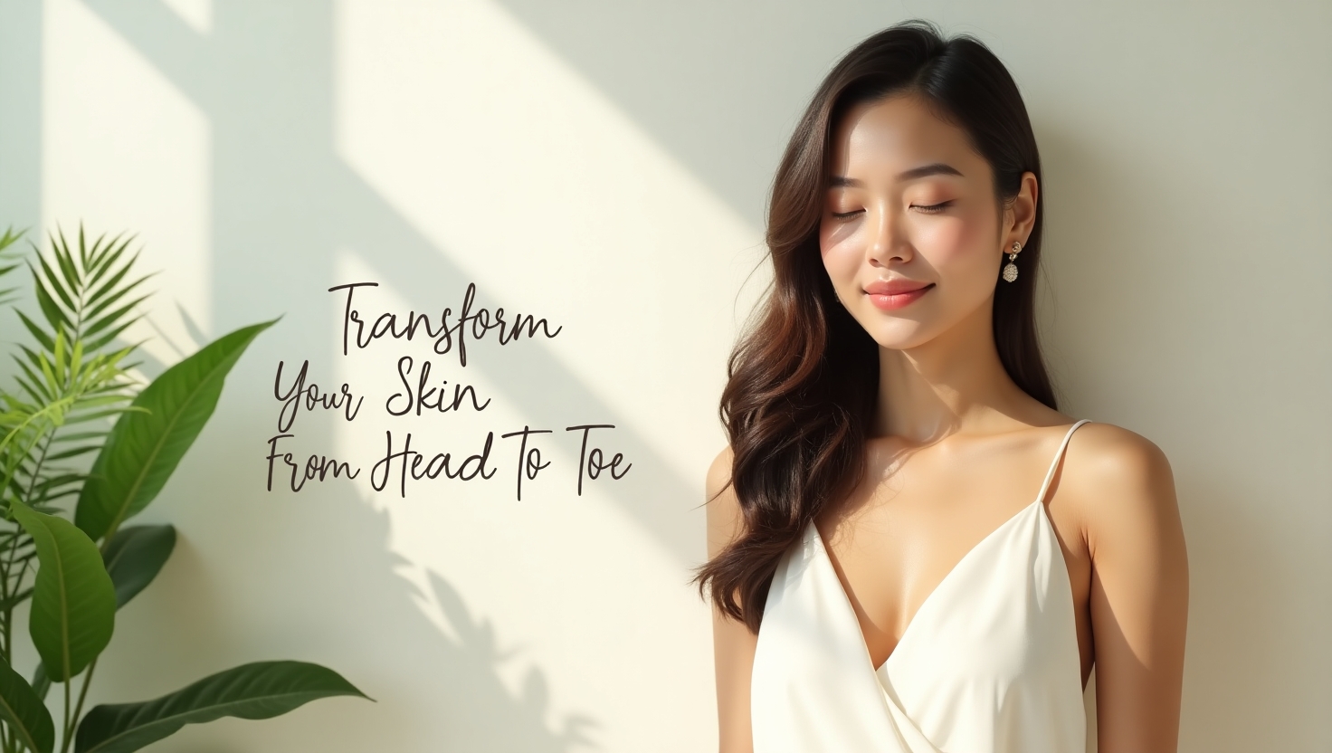 Woman with glowing skin, "Transform Your Skin From Head To Toe